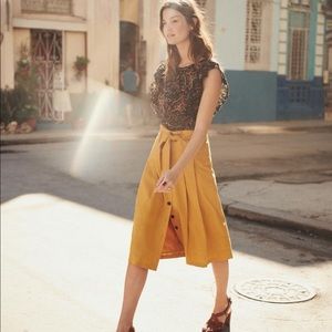 Sezane Yellow A-Line Skirt: Jupe Amandine Curry